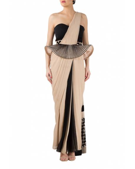 beige-black-georgette-saree-gown-with-embroidered-peplum