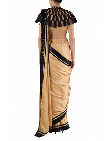 beige-gold-satin-silk-saree-with-black-shiny-border-brick-textured-cape-blouse (2)