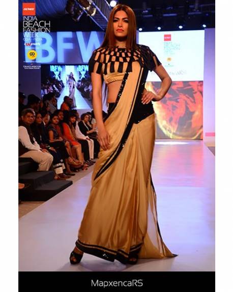 beige-gold-satin-silk-saree-with-black-shiny-border-brick-textured-cape-blouse (3)