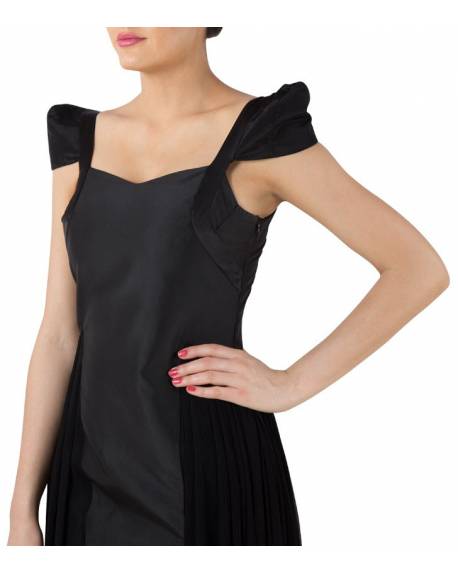black-satin-silk-georgette-dress-gown-with-raised-sleeve (2)