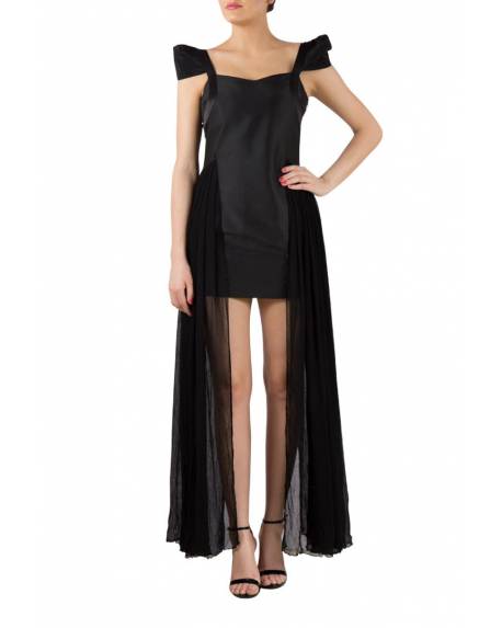 black-satin-silk-georgette-dress-gown-with-raised-sleeve