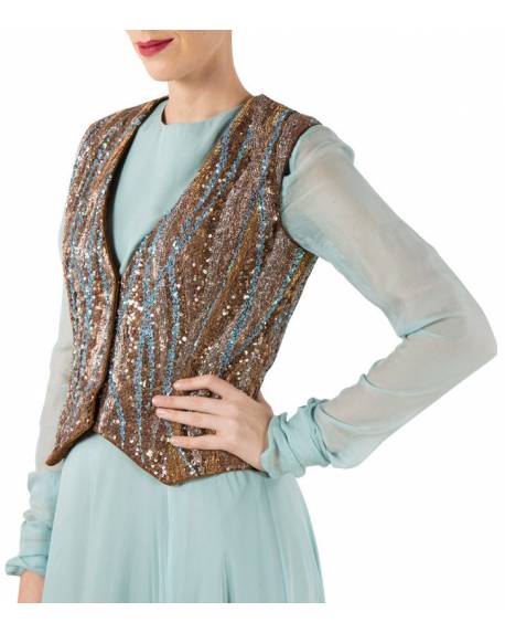 blue-brown-georgette-ombre-kurta-with-embroidered-waist-coat-silk-chudidar