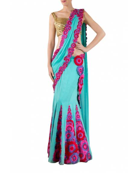 blue-georgette-skirt-saree-with-floral-panels-embrodered-pallu-golden-embroidered-blouse