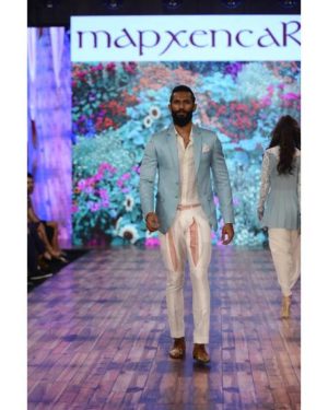Blue silk cotton jacket with white shirt & jodhpuri