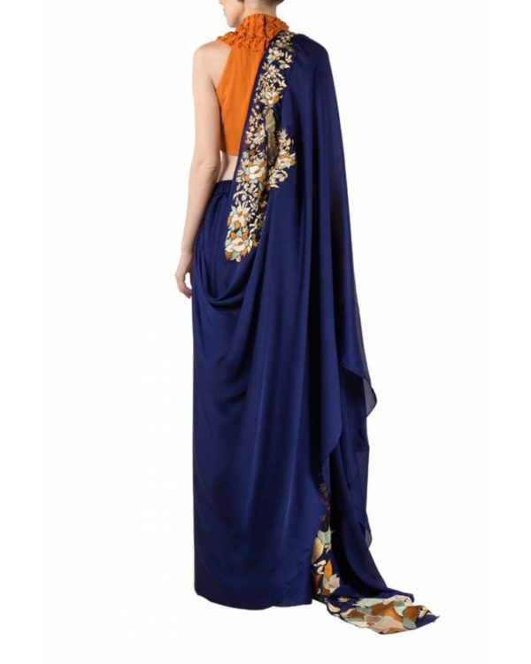 blue-silk-georgette-saree-with-floral-bird-embroidered-textured-neck-orange-blouse (2)
