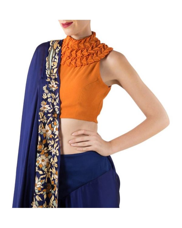 blue-silk-georgette-saree-with-floral-bird-embroidered-textured-neck-orange-blouse (3)