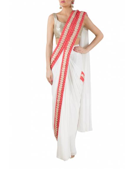 cream-georgette-saree-with-pleated-texture-silver-sequence-blouse