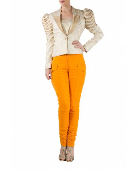 cream-silk-brocade-jacket-with-pleated-sleeve-golden-inner-orange-jodhpuri
