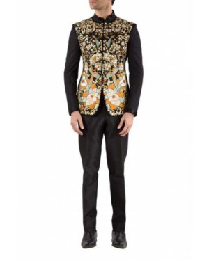 Fully embroidered bird bandhgala with trouser