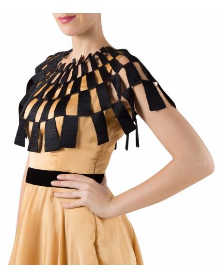 golden-silk-satin-flared-dress-with-black-brick-cape (2)