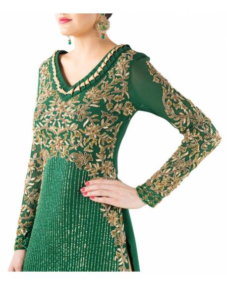 green-hand-embroidered-georgette-kurta-with-golden-silk-satin-palazzo-plain-gold-dupatta (2)