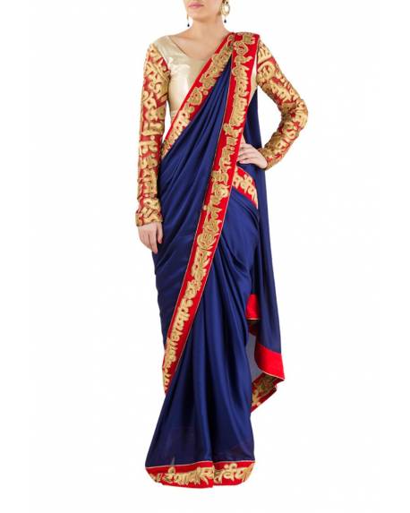 midnight-blue-silk-satin-akshar-embroidered-saree-with-full-sleeve-embroidered-silk-blouse