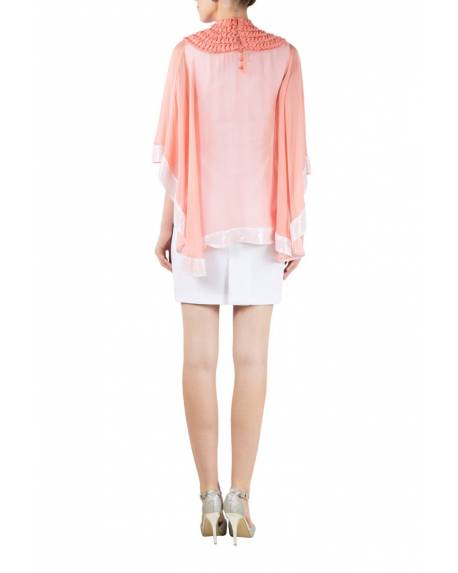 peach-textured-flat-chiffon-cape-with-white-dress (1)