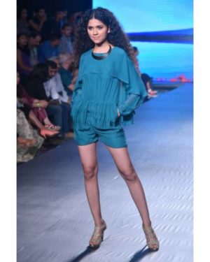 Peacock green georgette short jumper