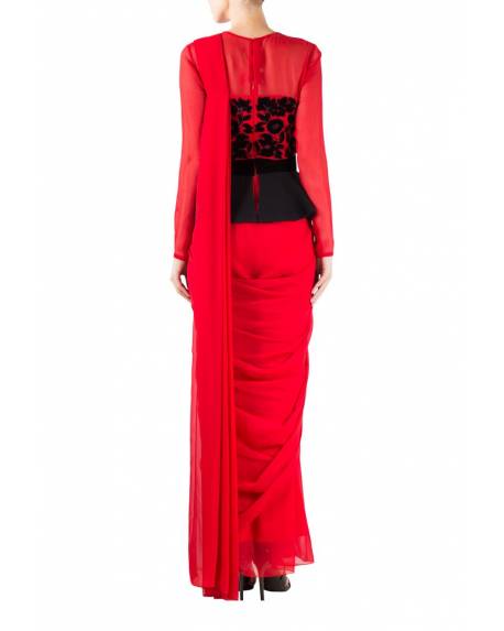 red-georgette-saree-gown-with-black-peplum-embroidery (1)
