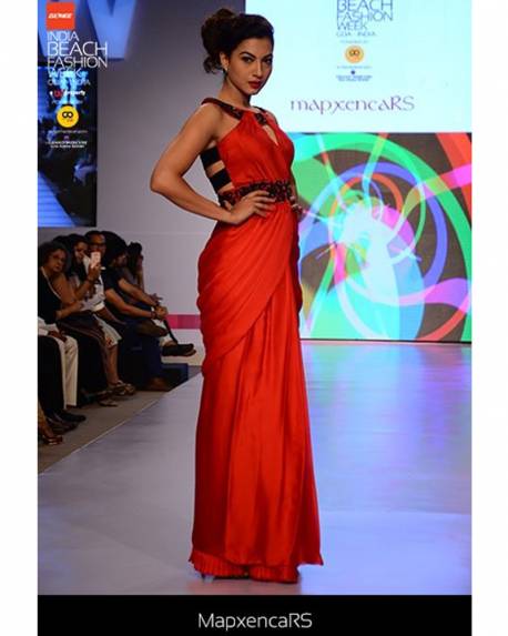 red-satin-silk-saree-gown-with-black-cutdana-embroidery-on-neckline-waistband (3)