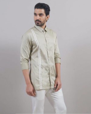 Button Down Shirt With Piping Detail