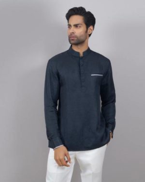 Linen kurta With Piping Detail