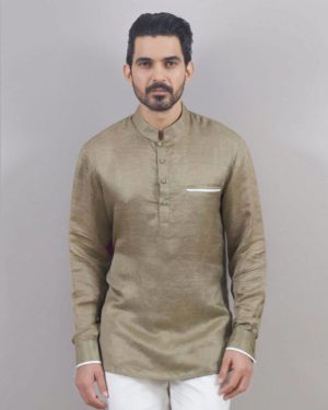 Short Full Sleeves Kurta With Piping Detail