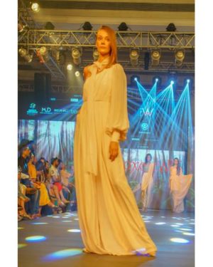 Baby pink Chiffon silk jumper with one sleeve